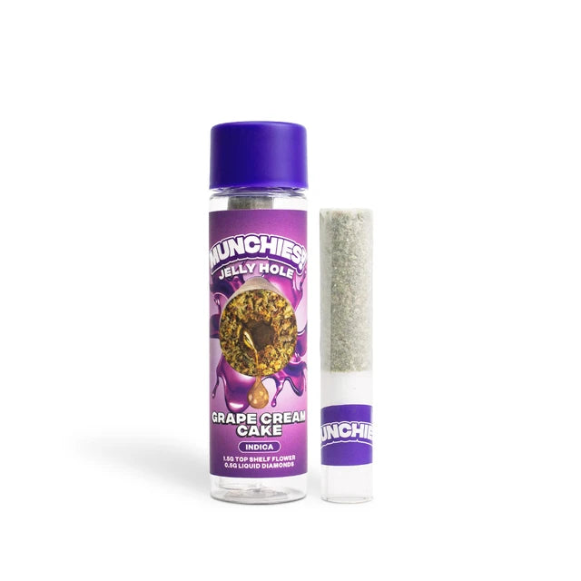 MUNCHIES! 2G THCa Diamond Jelly Hole Pre-Roll – Grape Cream Cake – Indica