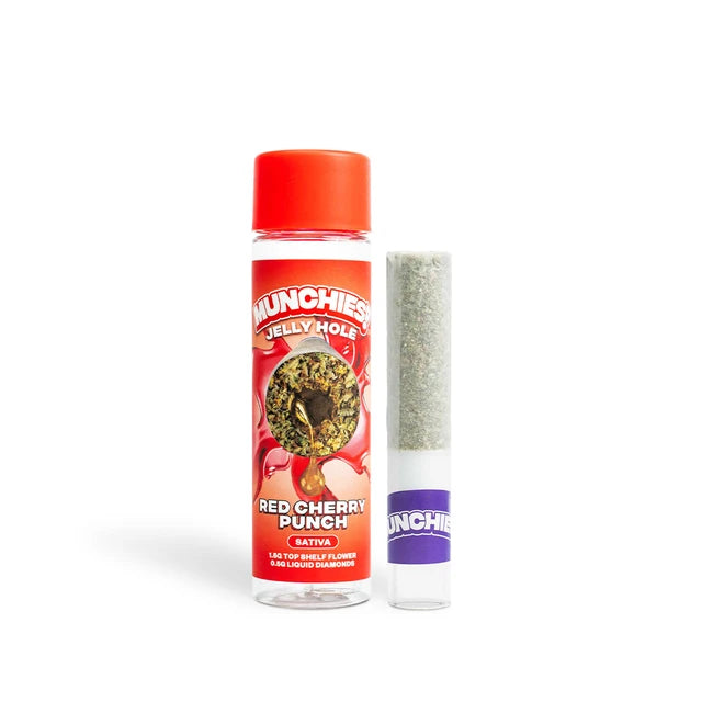 MUNCHIES! 2G THCa Diamond Jelly Hole Pre-Roll – Red Cherry Punch – Sativa