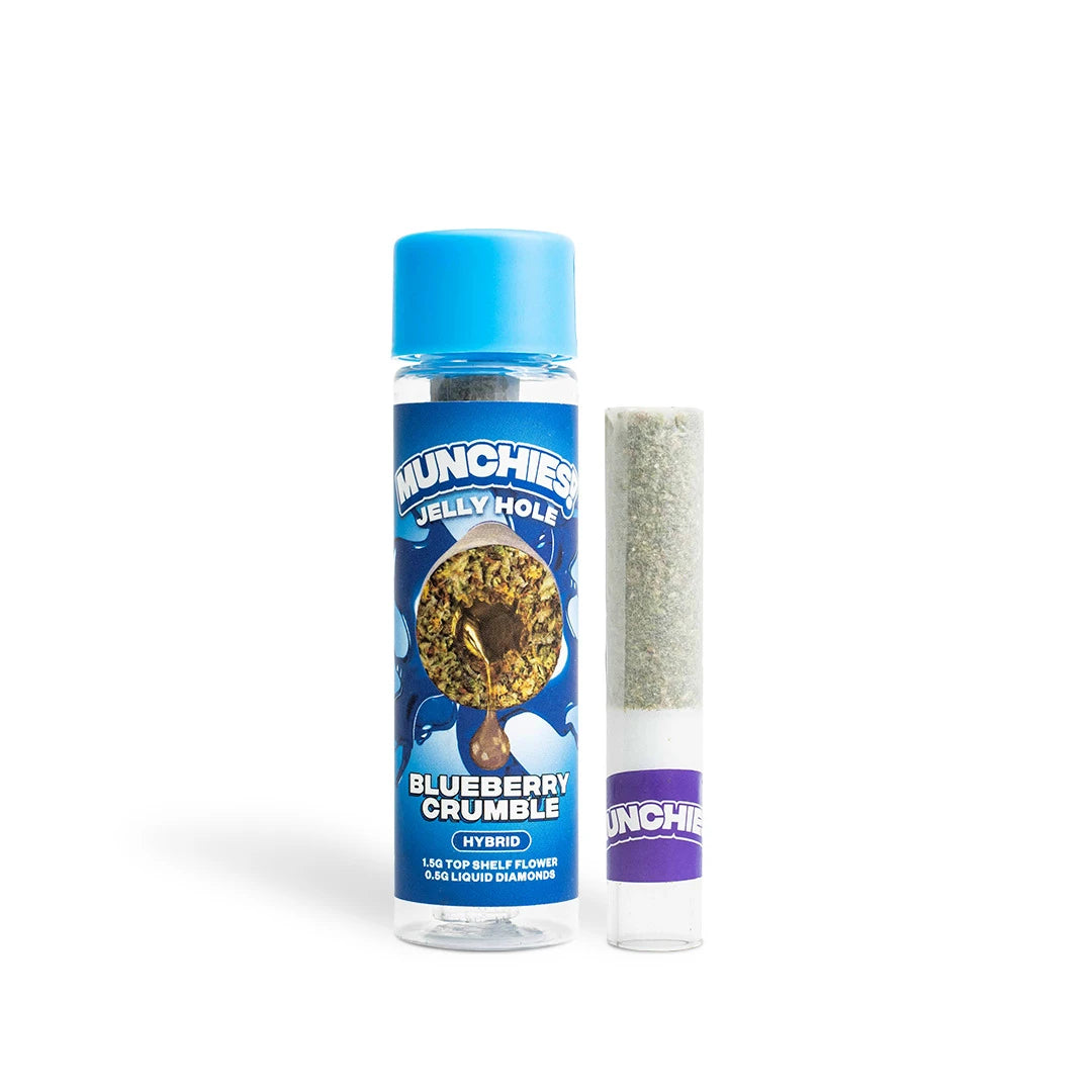 MUNCHIES! 2G THCa Diamond Jelly Hole Pre-Roll – Blueberry Crumble – Hybrid