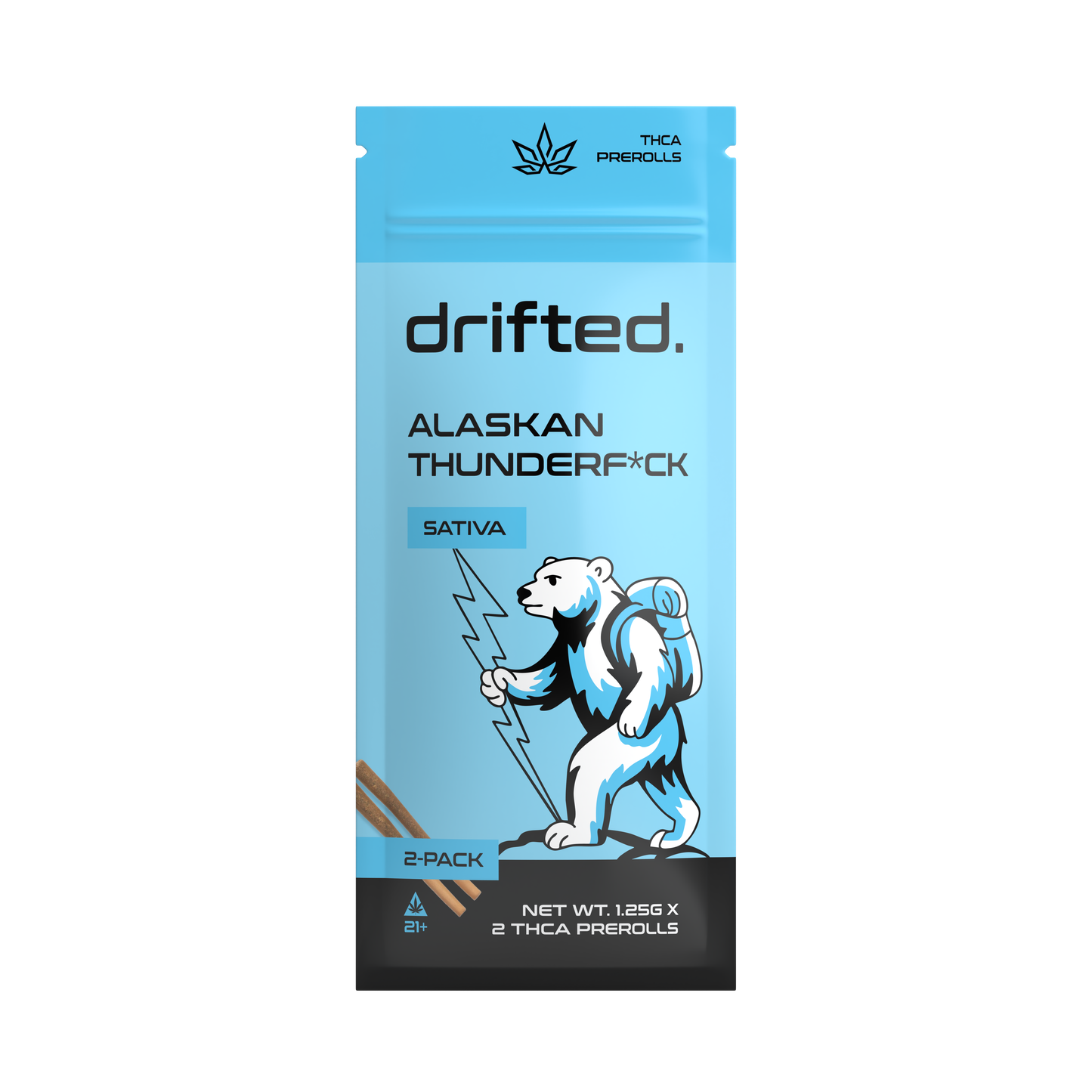 Drifted 2.5G THCA Pre-Rolls – Alaskan Thunderf*ck – Sativa – 2pk