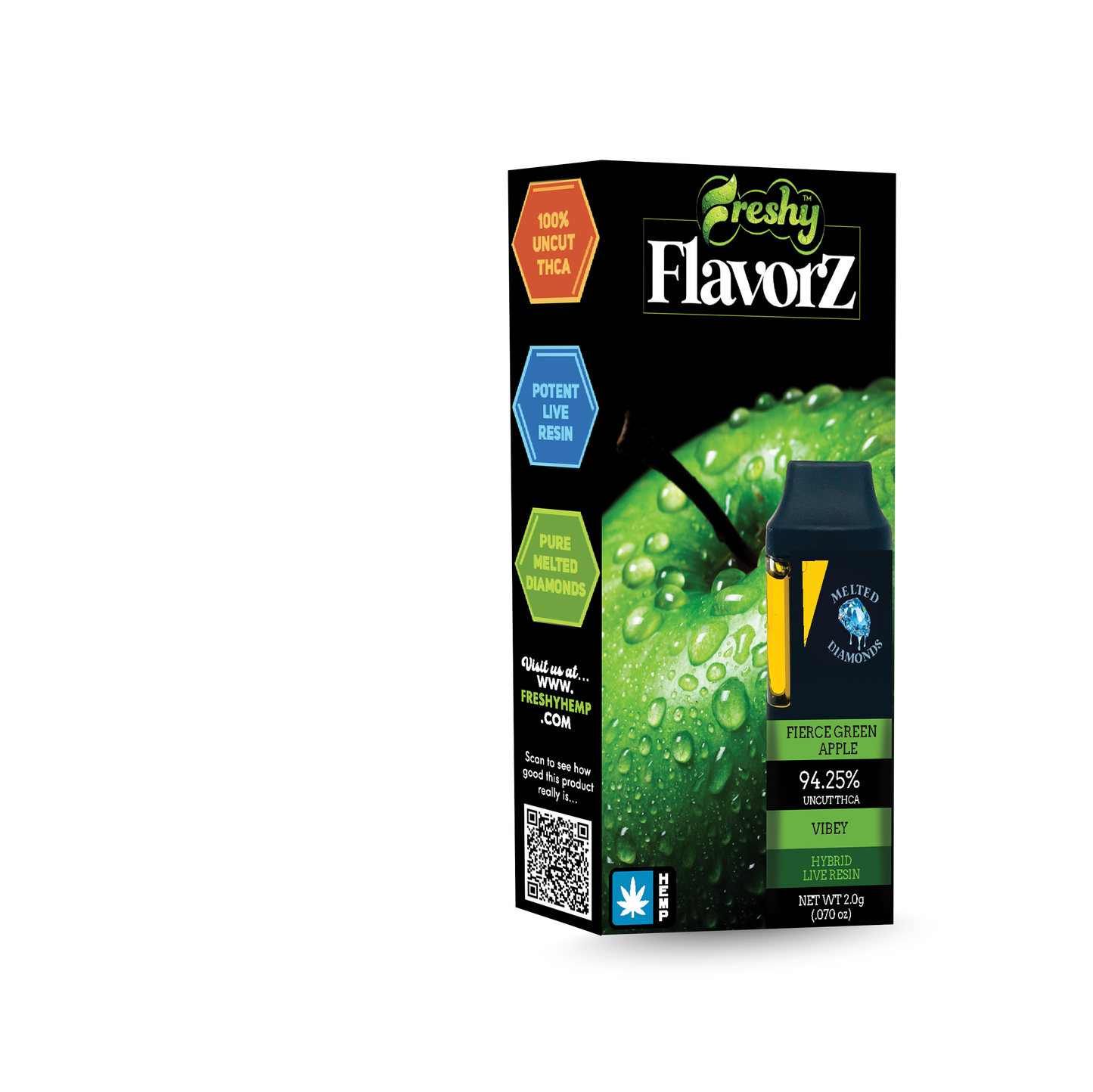 Freshy Flavorz 2G THCa Live Resin Disposable – Fierce Green Apple – Hybrid