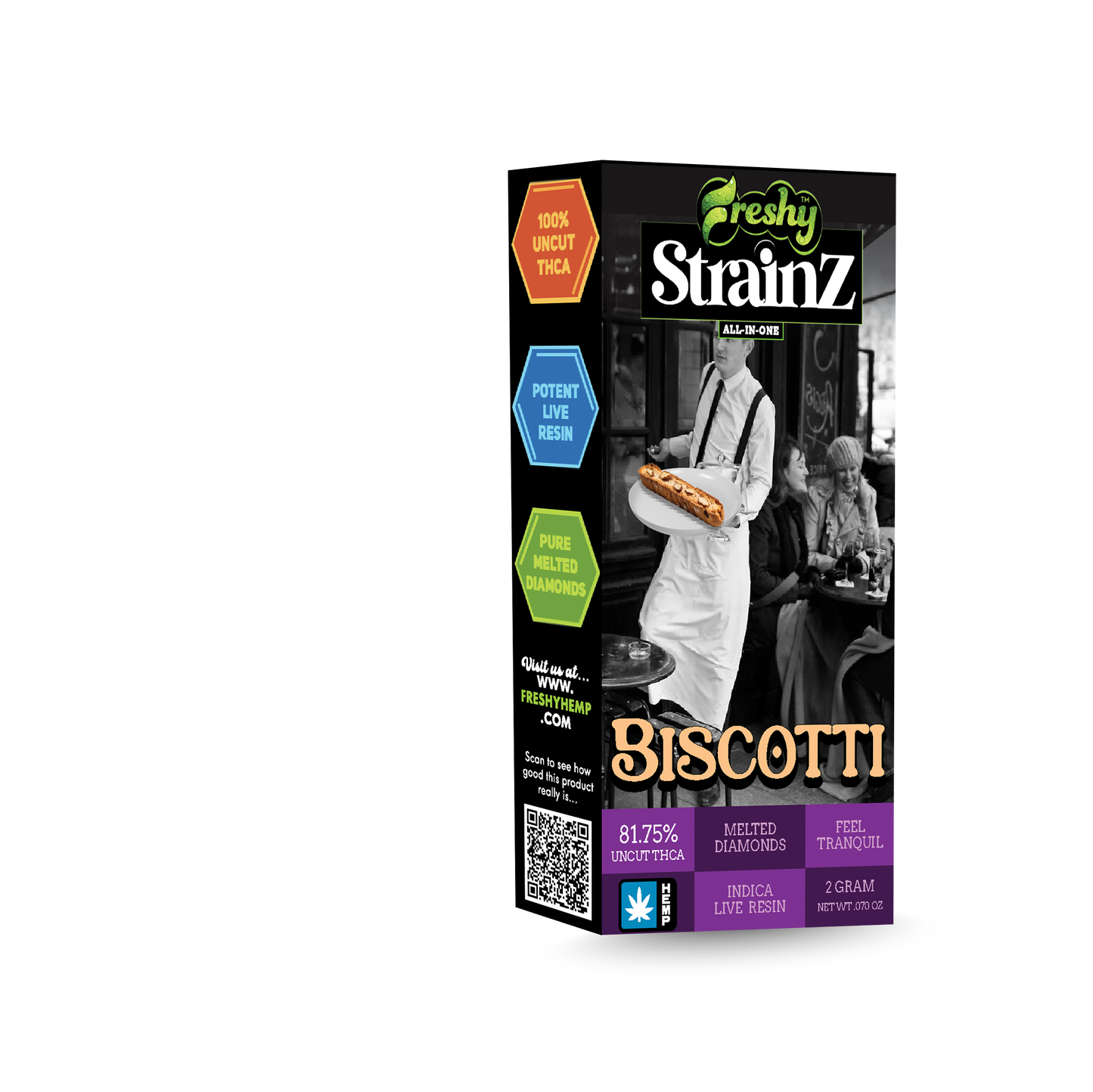 Freshy Strainz 2G THCa Live Resin Disposable – Biscotti – Indica