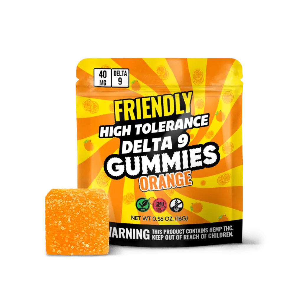Friendly 40MG Delta 9 THC Gummy – Orange – 1ct
