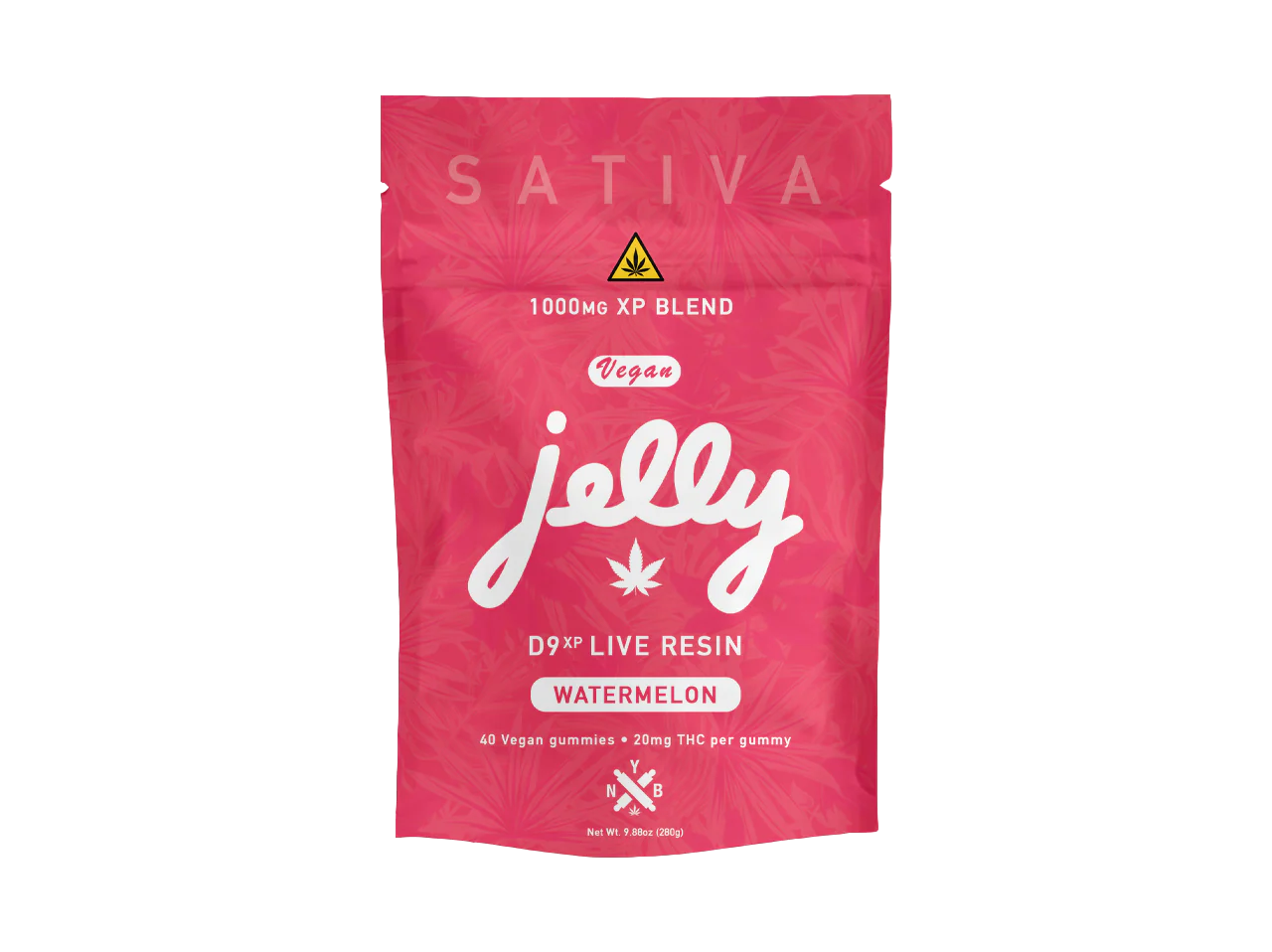 NYB Jelly D9 XP 1,000MG Delta 9 THC + CBD Live Resin Gummies – Watermelon – Sativa – 40ct