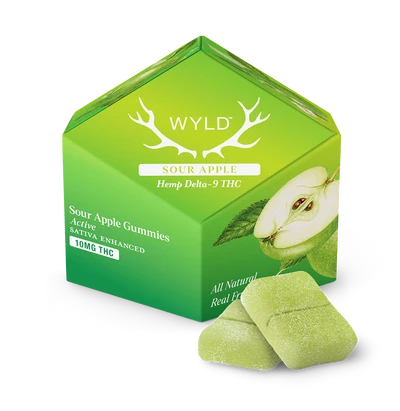 Wyld 100MG THC Sour Gummies – Sour Apple – Sativa – 10ct
