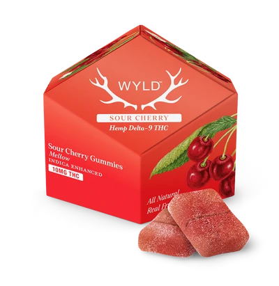 Wyld 100MG THC Sour Gummies – Sour Cherry – Indica – 10ct