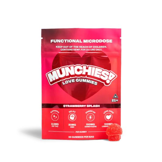 MUNCHIES! Functional Microdose 50MG Delta 9 THC Gummies – Love – Hybrid – 20ct