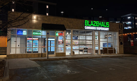 Exterior of the BlazeHaus Plaza Midwood cannabis dispensary in Charlotte, NC.