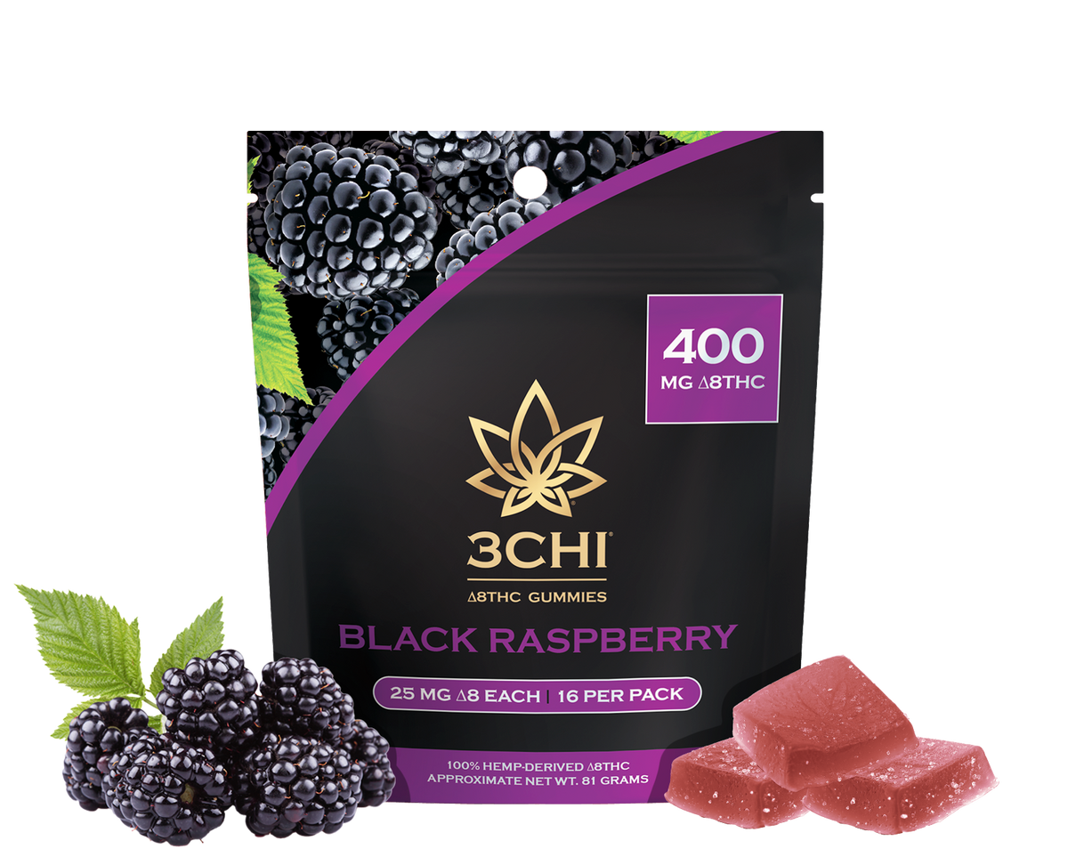 3CHI 400MG Delta 8 THC Gummies – Black Raspberry – 16ct