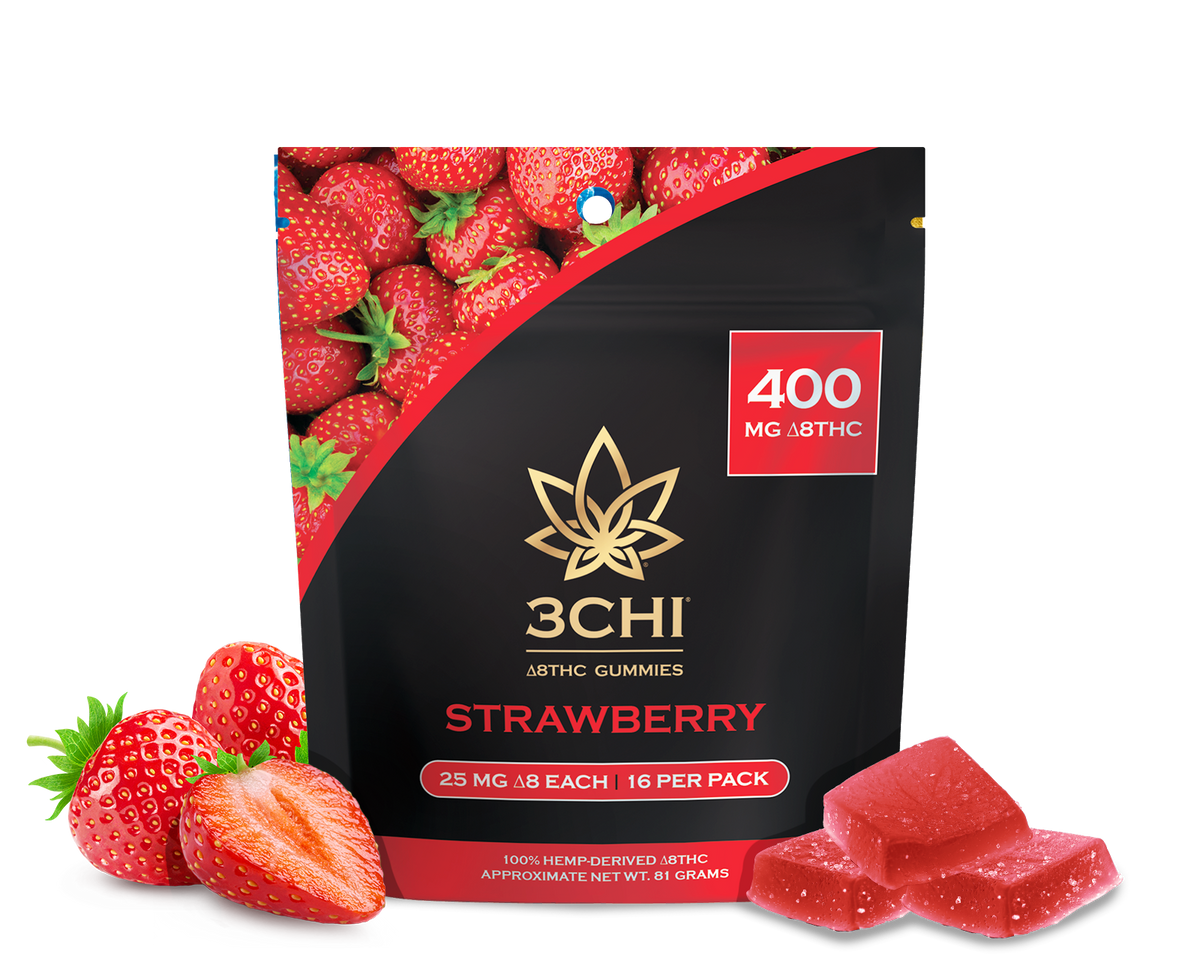 3CHI 400MG Delta 8 THC Gummies – Strawberry – 16ct