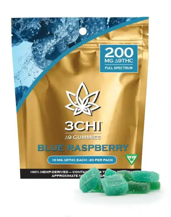 3CHI 200MG Delta 9 THC Gummies – Blue Raspberry – 20ct