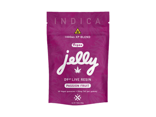 NYB Jelly D9 XP 1,000MG Delta 9 THC + CBD Live Resin Gummies – Passion Fruit – Indica – 40ct