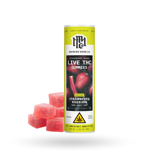 MHCo 100MG Delta 9 THC Live Resin Gummies – Strawberry Rhubarb – Sativa – 5ct