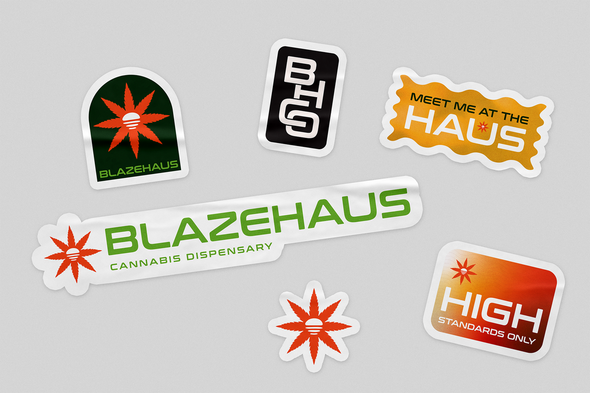 BlazeHaus Cannabis Dispensary branded sticker collection