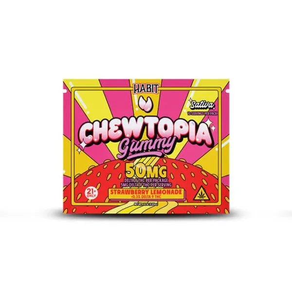 Habit Chewtopia 50MG Delta 9 THC Gummies – Strawberry Lemonade – Sativa – 10ct