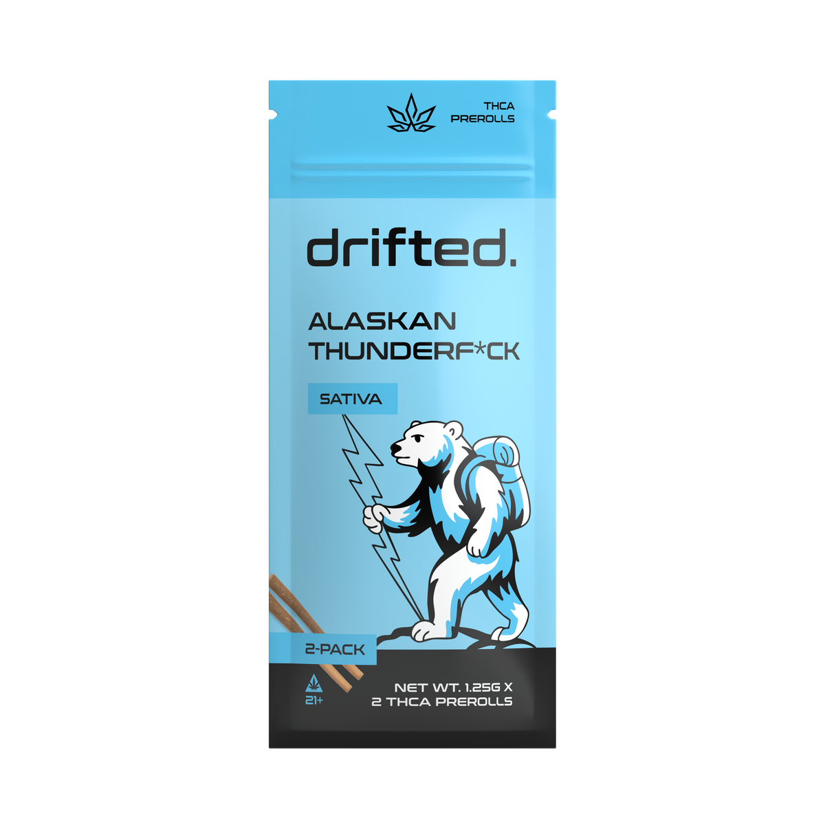 Drifted 2.5G THCA Pre-Rolls – Alaskan Thunderf*ck – Sativa – 2pk