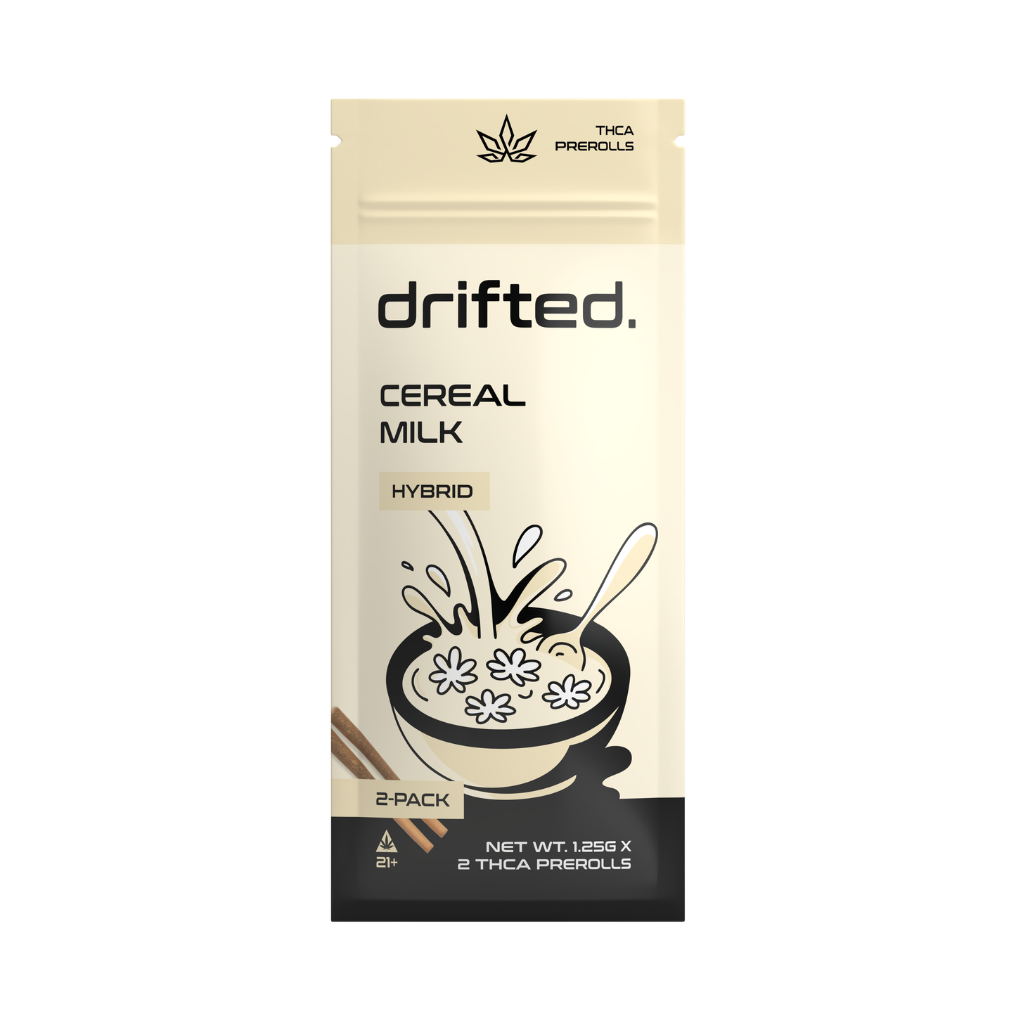 Drifted 2.5G THCA Pre-Rolls – Cereal Milk – Hybrid – 2pk