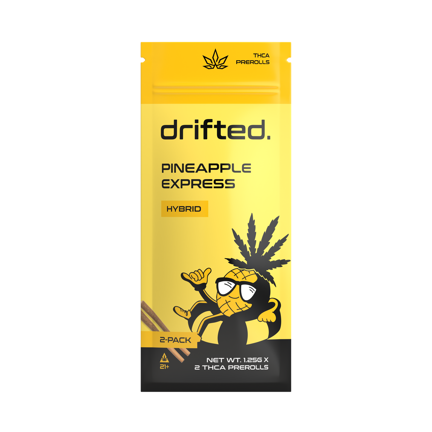 Drifted 2.5G THCA Pre-Rolls – Pineapple Express – Hybrid – 2pk