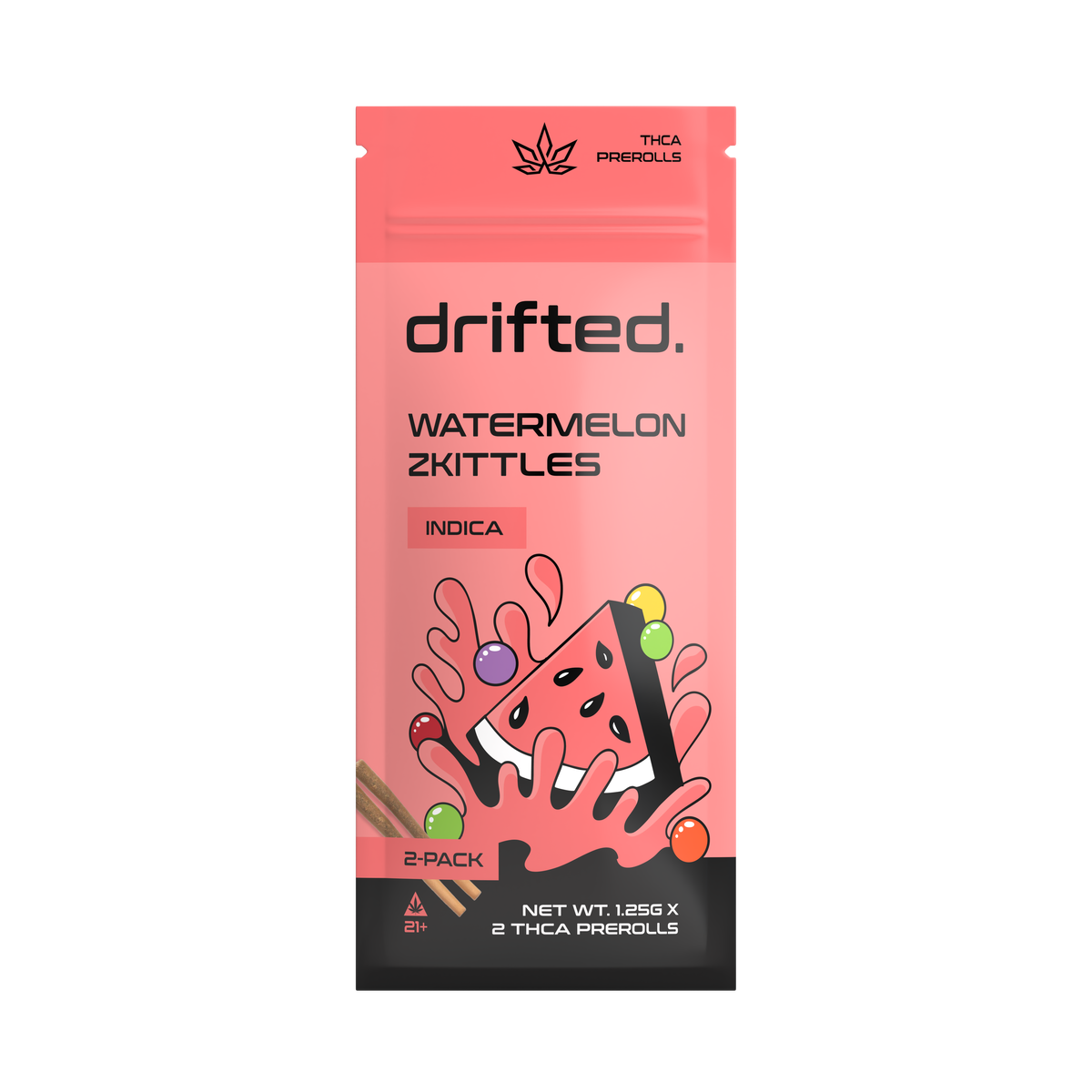 Drifted 2.5G THCA Pre-Rolls – Watermelon Zkittles – Indica – 2pk