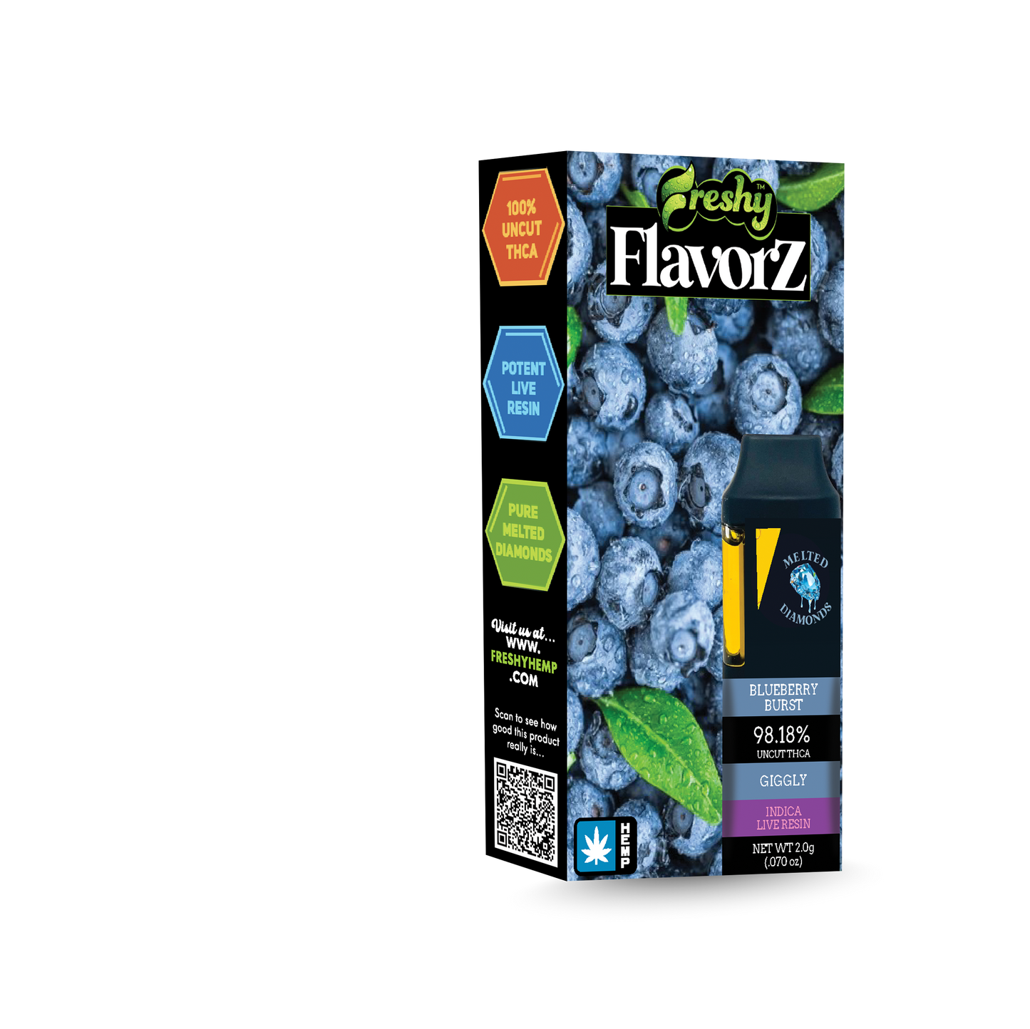 Freshy Flavorz 2G THCa Live Resin Disposable – Blueberry Burst – Indica