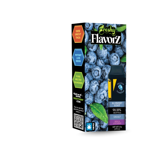 Freshy Flavorz 2G THCa Live Resin Disposable – Blueberry Burst – Indica
