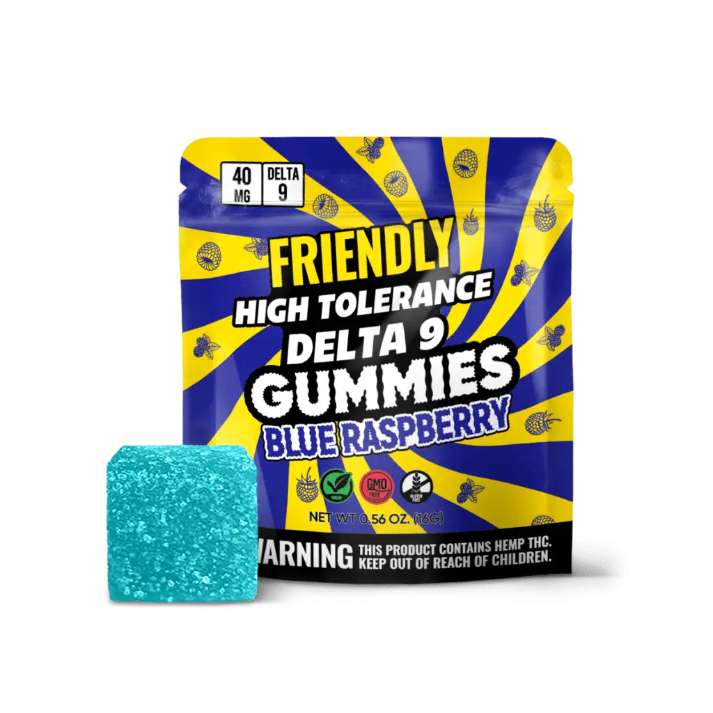 Friendly 40MG Delta 9 THC Gummy – Blue Raspberry – 1ct
