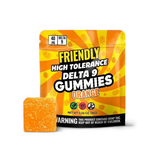 Friendly 40MG Delta 9 THC Gummy – Orange – 1ct
