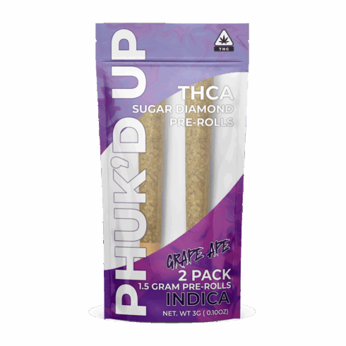 THD Phuk’d Up 3G THCa Sugar Diamond Infused Pre-Rolls – Grape Ape – Indica – 2pk