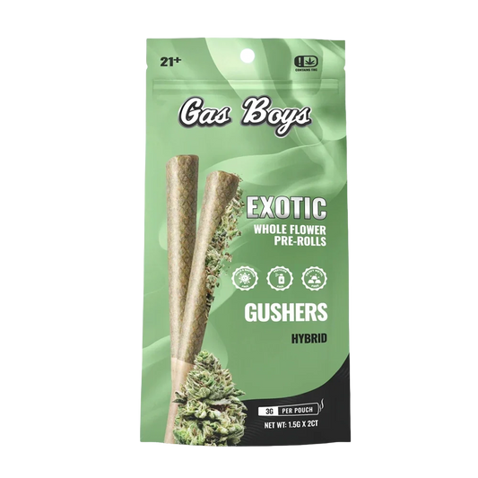 Gas Boys 3G THCa Whole Flower Pre-Rolls – Gushers – Hybrid – 2pk