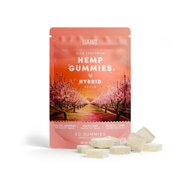 Habit 400MG CBD + Delta 9 THC Gummies – Peach – Hybrid – 20ct