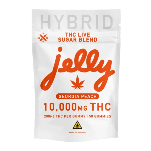 NYB Jelly 10,000MG THCA Live Sugar Blend Gummies – Georgia Peach – Hybrid – 50ct