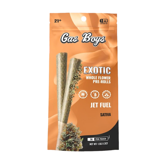 Gas Boys 3G THCa Whole Flower Pre-Rolls – Jet Fuel – Sativa – 2pk