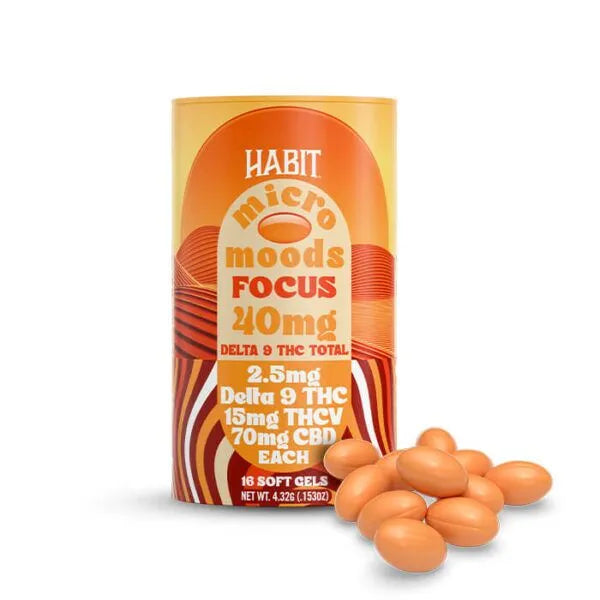 Habit Micro Moods 40MG Delta 9 THC Softgels – Focus – 16ct
