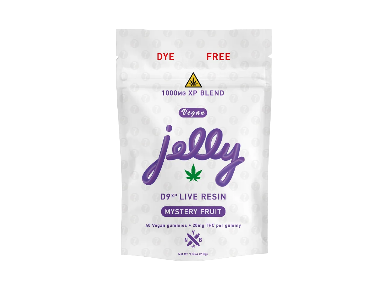 NYB Jelly D9 XP 1,000MG Delta 9 THC + CBD Live Resin Gummies – Mystery Fruit – Hybrid – 40ct