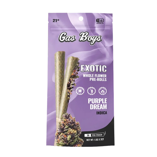 Gas Boys 3G THCa Whole Flower Pre-Rolls – Purple Dream – Indica – 2pk