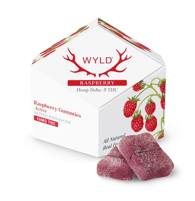 Wyld 100MG THC Gummies – Raspberry – Sativa – 10ct