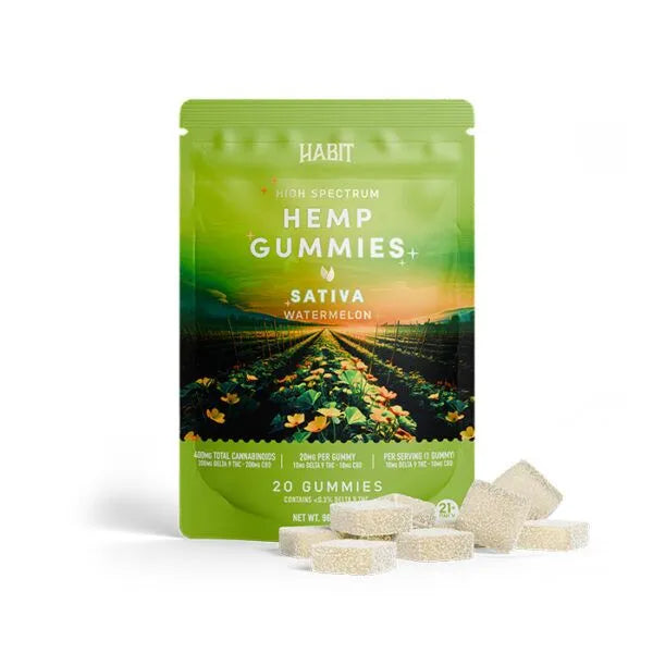 Habit 400MG CBD + Delta 9 THC Gummies – Watermelon – Sativa – 20ct