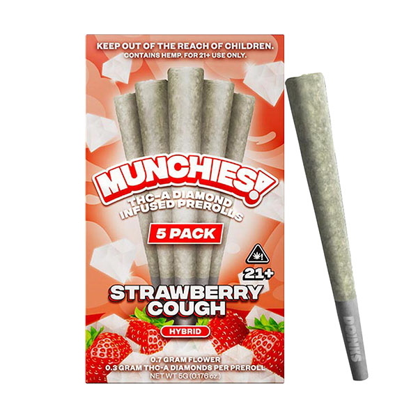 MUNCHIES! 5G THCa Diamond Infused Mini Doinks – Strawberry Cough – Hybrid – 5pk