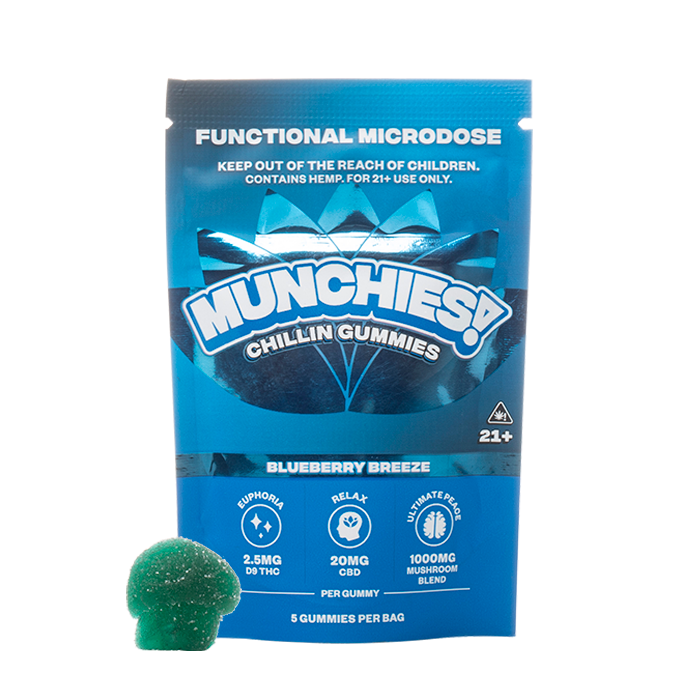 MUNCHIES! Functional Microdose 50MG Delta 9 THC Gummies – Chillin – Indica – 20ct