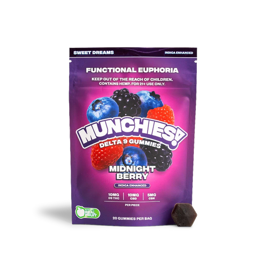 MUNCHIES! Functional Euphoria 200MG Delta 9 THC Gummies – Midnight Berry – Indica – 20ct