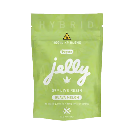 NYB Jelly D9 XP 1,000MG Delta 9 THC + CBD Live Resin Gummies – Guava Melon – Hybrid – 40ct