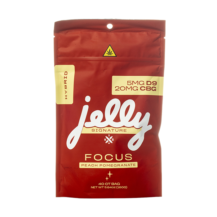 NYB Jelly Signature 1,000MG Delta 9 THC + CBG Gummies – Focus – Peach Pomegranate – 40ct